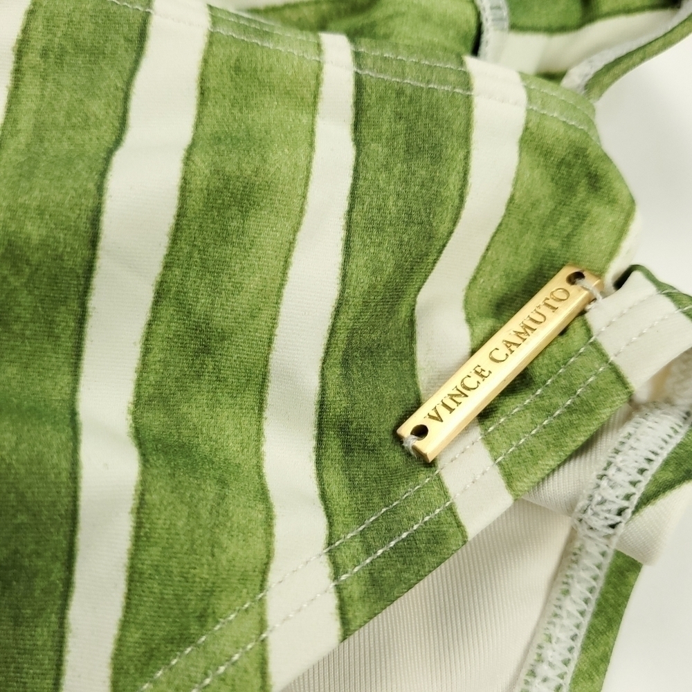 Vince Camuto Green Stripe Cutout Wrap Swimsuit - Picture 2 of 14